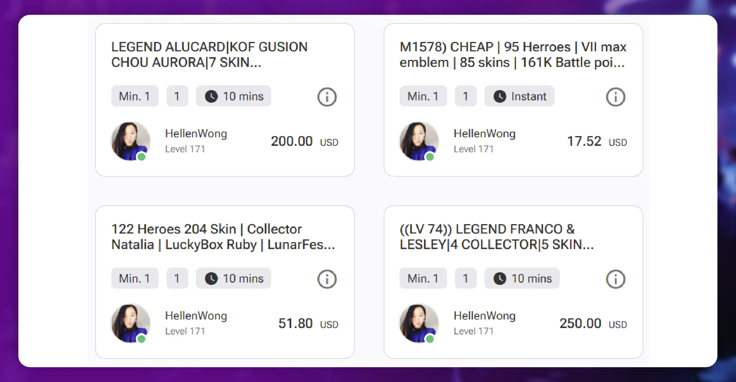 Insights from Gaming Account Listings